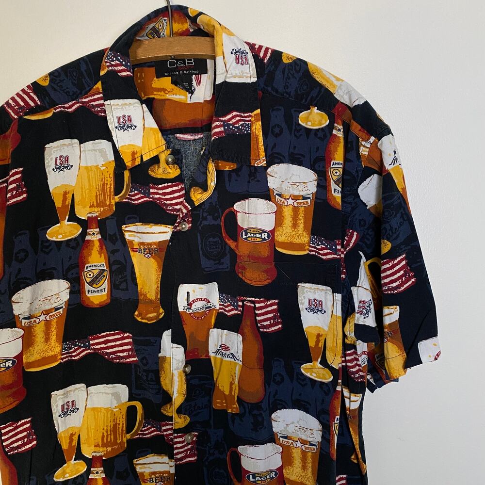 Vintage Croft & Barrow Sport American Beer Button Down Top Sz L